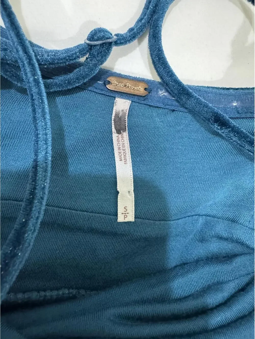 Free People Shatter Shine Turquoise Blue Velvet Mini Tube Dress Small Pockets